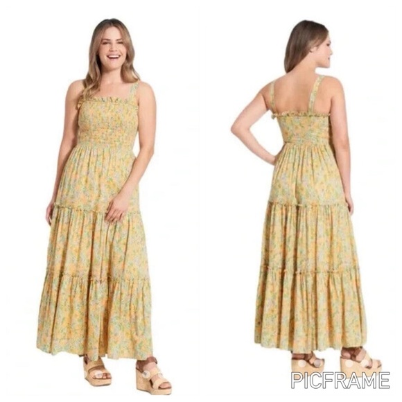 ModCloth | Orange & Pink Floral Charming Chance Encounters Milkmaid Boho Maxi - Picture 3 of 9